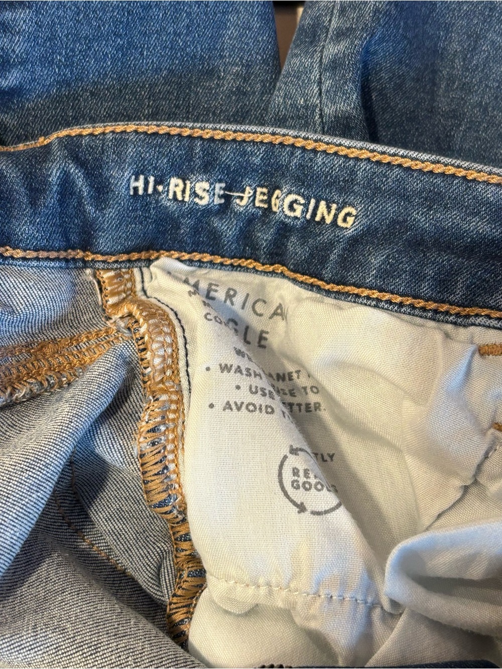 American Eagle Hi-Rise Jeggings Medium Wash Next Level Stretch Denim Womens 2 - Picture 3 of 8